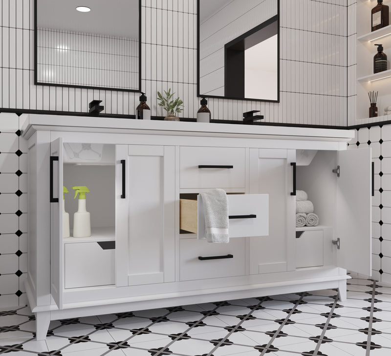 Midtown 60" Solid Wood Vanity with Quartz Countertop