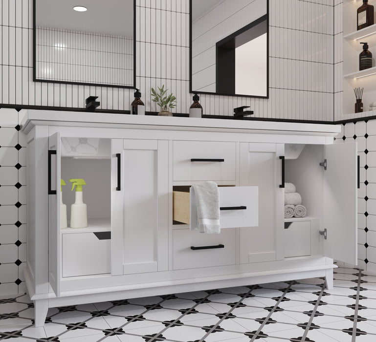 Midtown 60" Solid Wood Vanity with Quartz Countertop