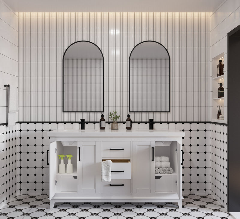 Midtown 60" Solid Wood Vanity with Quartz Countertop