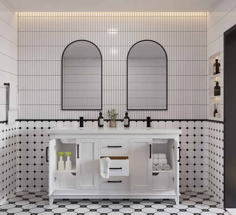 Midtown 60" Solid Wood Vanity with Quartz Countertop