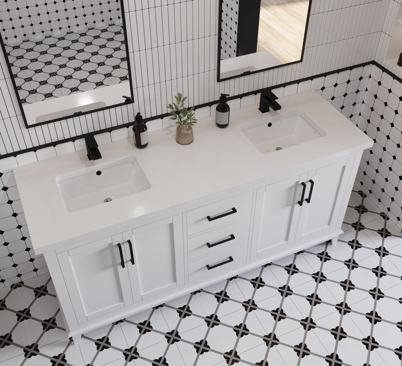 Midtown 72" Solid Wood Vanity with Quartz Countertop