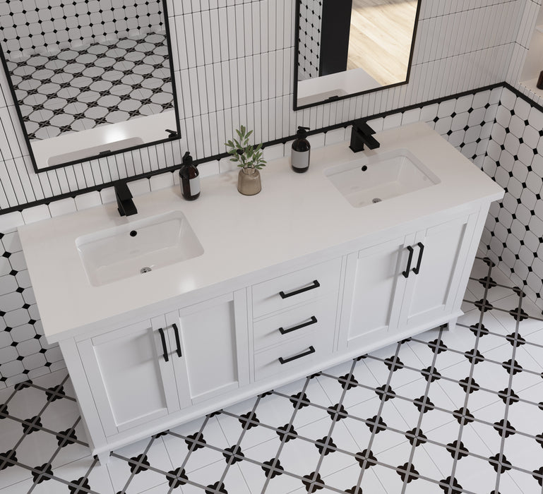 Midtown 72" Solid Wood Vanity with Quartz Countertop