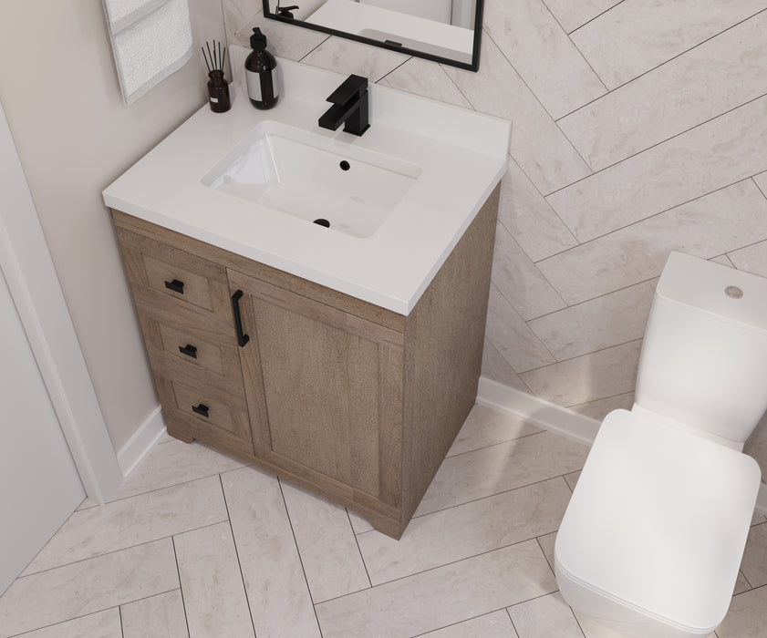 Westmount 30" Solid-Wood Canadian Vanity w/ Quartz Top [Drawers]