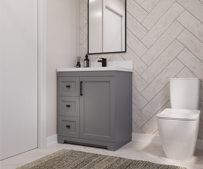 Westmount 30" Solid-Wood Canadian Vanity w/ Quartz Top [Drawers]