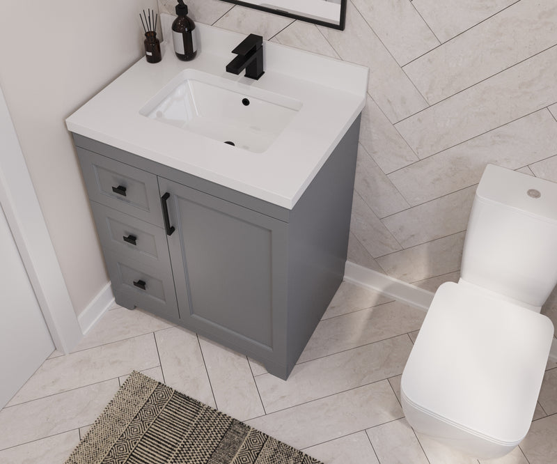 Westmount 30" Solid-Wood Canadian Vanity w/ Quartz Top [Drawers]