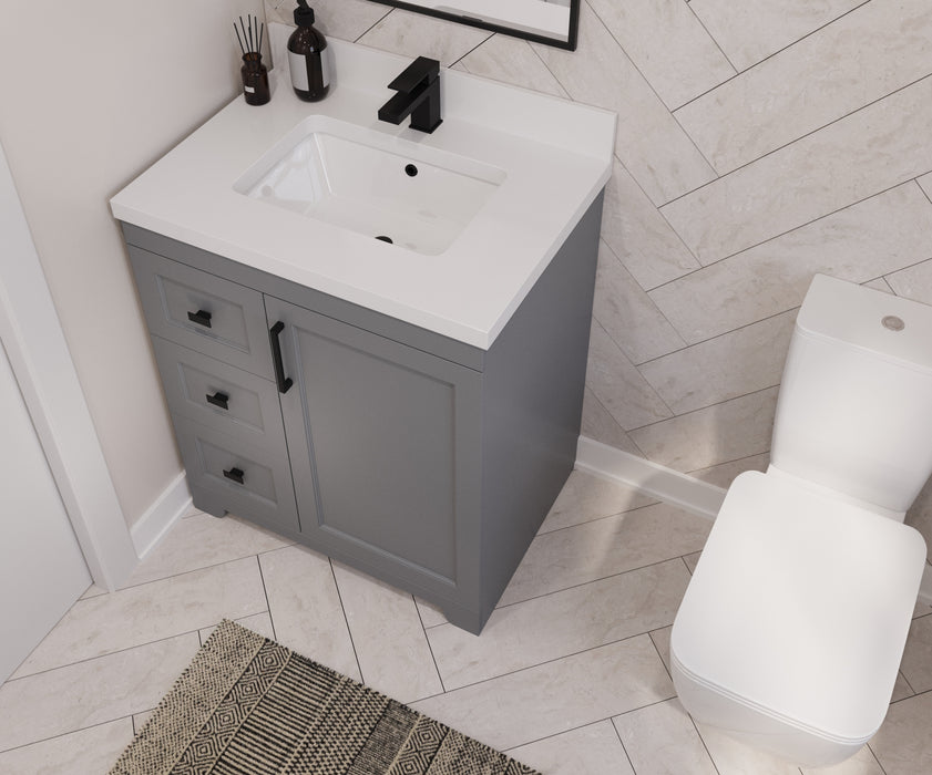 Westmount 30" Solid-Wood Canadian Vanity w/ Quartz Top [Drawers]