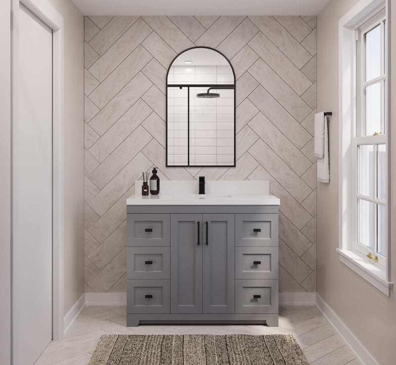 Westmount 42" Solid-Wood Canadian-Made Vanity w/ Quartz Top [6 drawers]