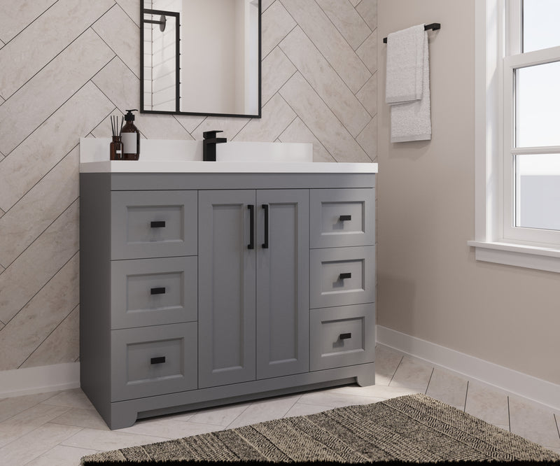 Westmount 42" Solid-Wood Canadian-Made Vanity w/ Quartz Top [6 drawers]