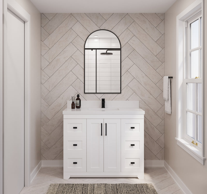 Westmount 42" Solid-Wood Canadian-Made Vanity w/ Quartz Top [6 drawers]