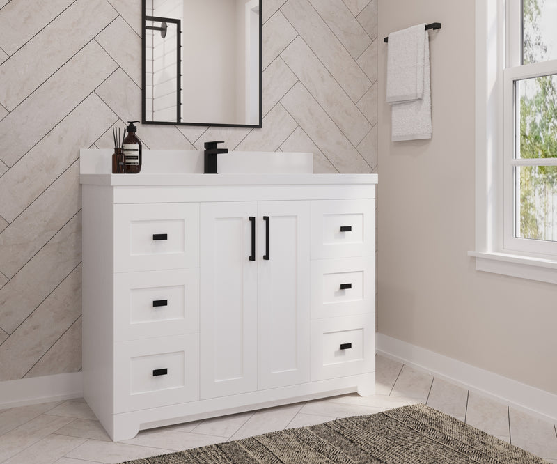 Westmount 42" Solid-Wood Canadian-Made Vanity w/ Quartz Top [6 drawers]