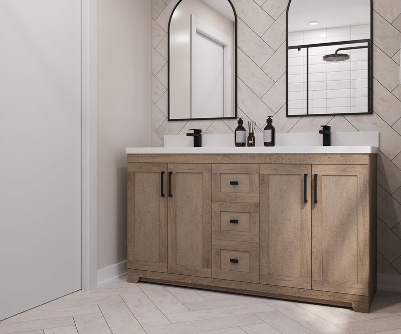 Westmount 60"D Solid-Wood Canadian-Made Vanity w/ Quartz Top