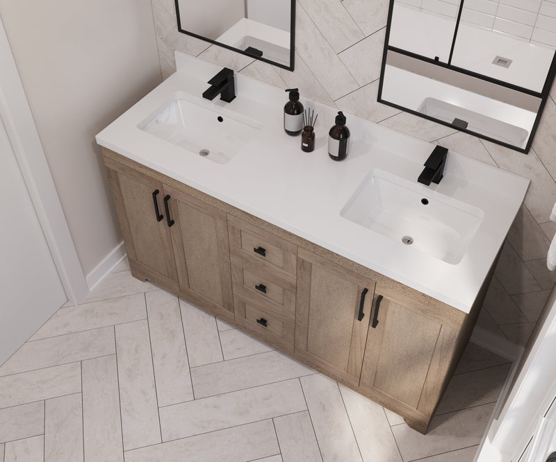 Westmount 60"D Solid-Wood Canadian-Made Vanity w/ Quartz Top