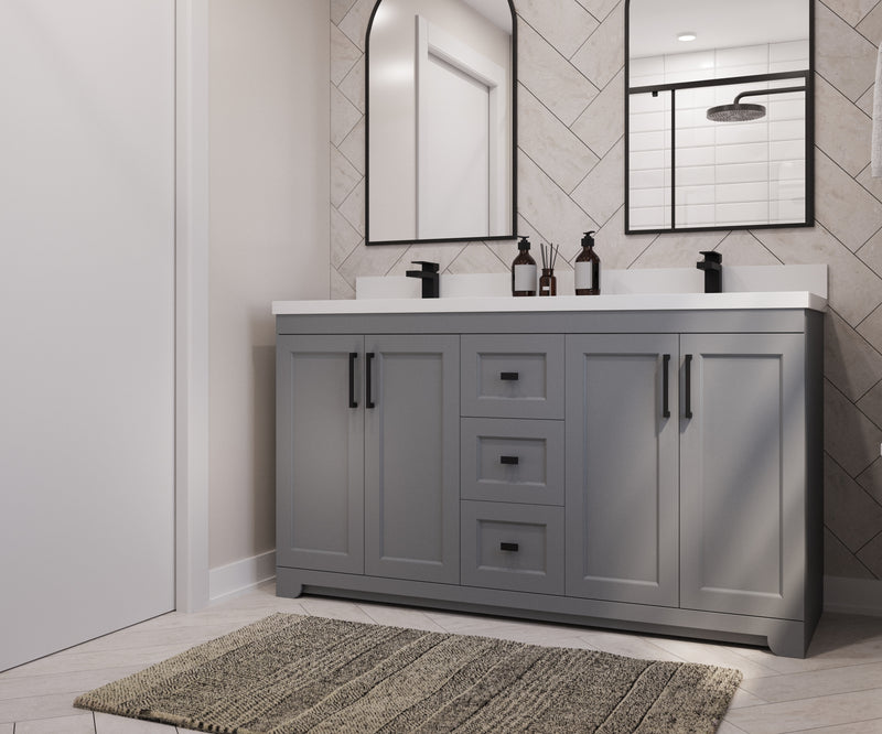 Westmount 60"D Solid-Wood Canadian-Made Vanity w/ Quartz Top