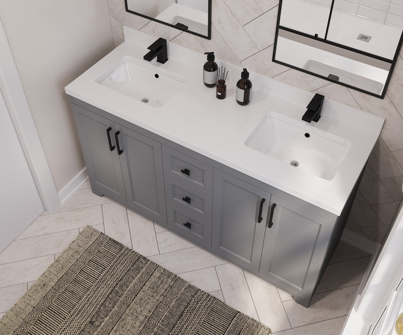 Westmount 60"D Solid-Wood Canadian-Made Vanity w/ Quartz Top