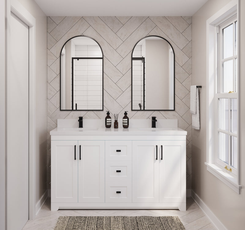 Westmount 60"D Solid-Wood Canadian-Made Vanity w/ Quartz Top