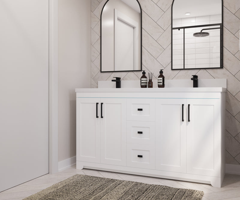 Westmount 60"D Solid-Wood Canadian-Made Vanity w/ Quartz Top