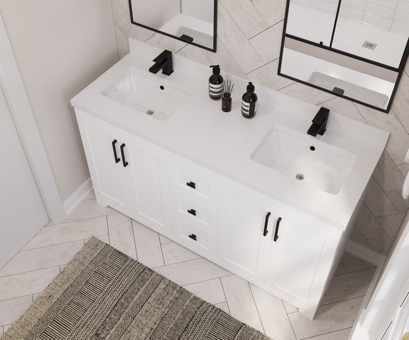 Westmount 60"D Solid-Wood Canadian-Made Vanity w/ Quartz Top