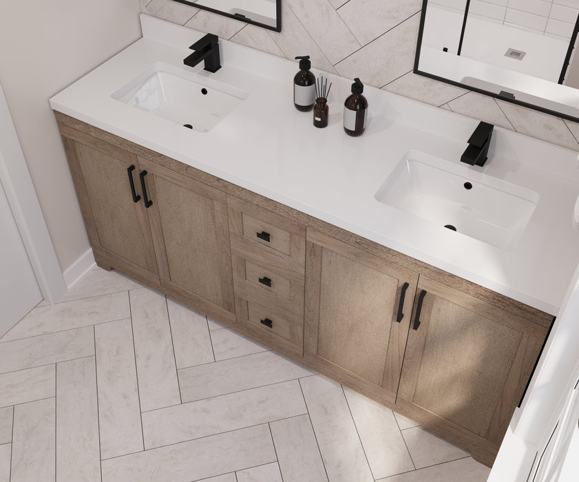 Westmount 72"D Solid-Wood Canadian-Made Vanity w/ Quartz Top