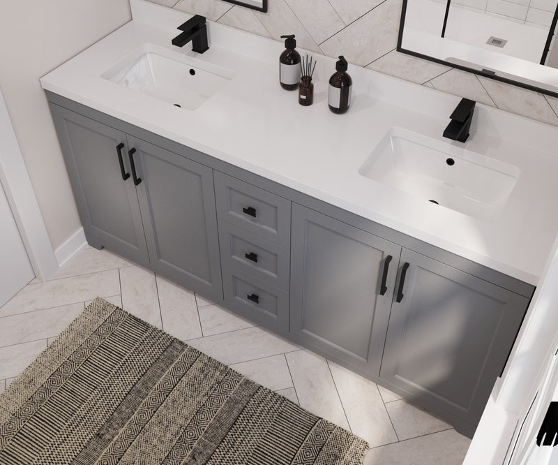 Westmount 72"D Solid-Wood Canadian-Made Vanity w/ Quartz Top