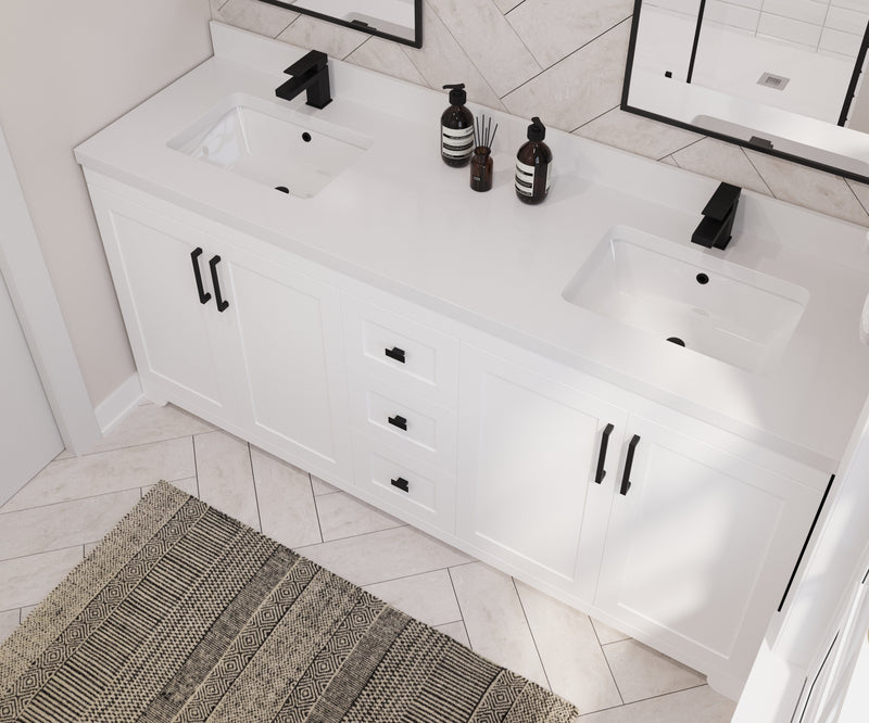 Westmount 72"D Solid-Wood Canadian-Made Vanity w/ Quartz Top