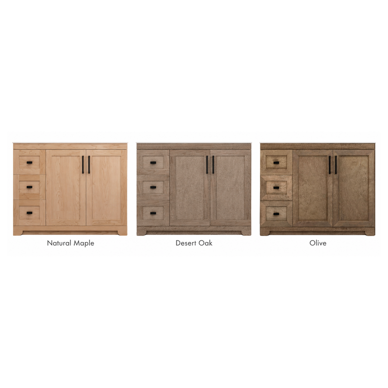 Westmount stain colours: Natural Maple, Desert Oak, Olive