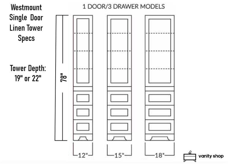 Westmount Solid-Wood Canadian Single Door Linen Tower