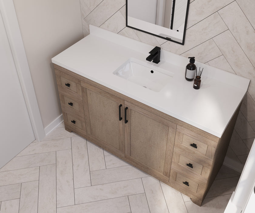 Westmount 60"S Solid-Wood Canadian-Made Vanity w/ Quartz Top