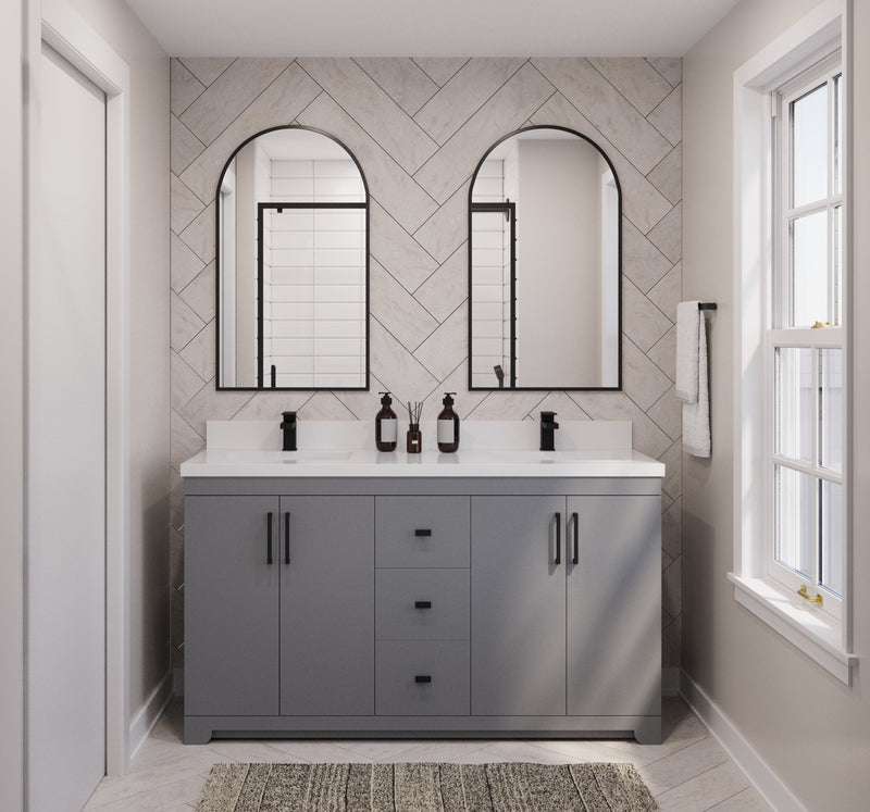 Westmount 60"D Solid-Wood Canadian-Made Vanity w/ Quartz Top