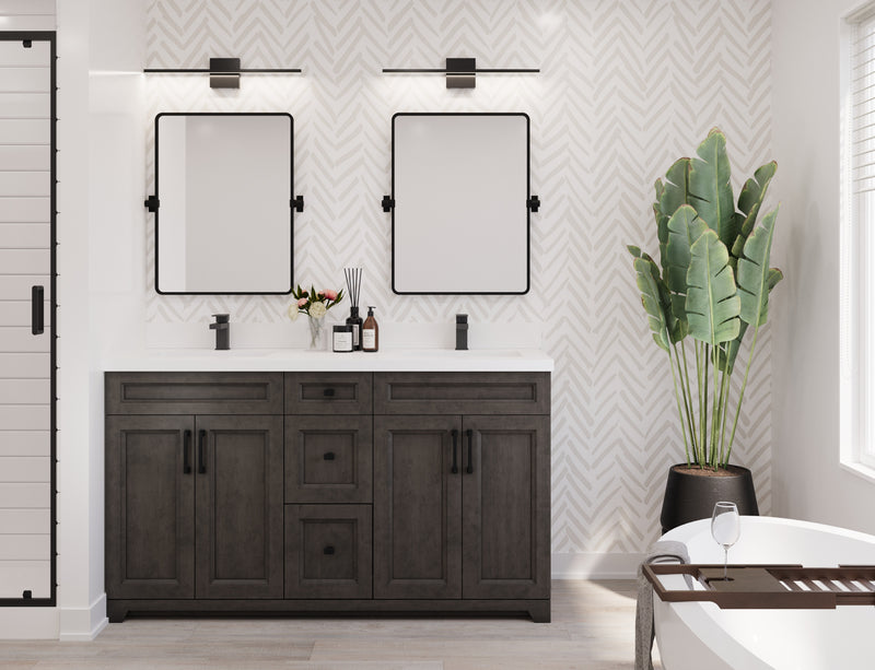 Hampton 60"D Solid-Wood Vanity with Quartz Countertop